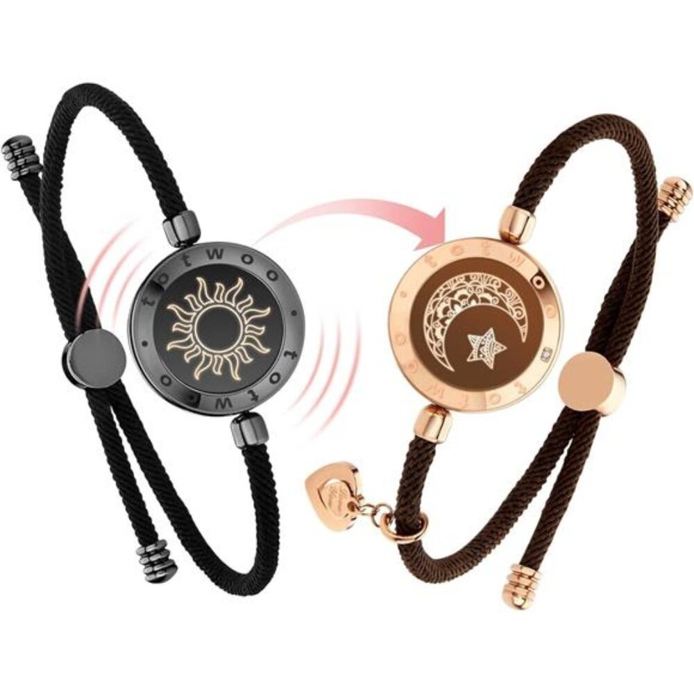 TOTWOO Long Distance Touch Bracelets for Couples, Vibration & Light up for Love